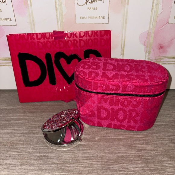 Dior Accessories - Miss Dior Cosmetic Bag with gift bag and pink sparkle Compact